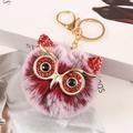 Lovel Owl Pendant Keychains for Girls Boy Fluffy Fur Ball Pompon Key Chain Charm Women Bag Key Ring Women Gift