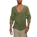 Men's Sweater Pullover Sweater Jumper Ribbed Knit Knitted V Neck Daily Wear Vacation Clothing Apparel Spring Fall Gray 5XL