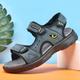 Men's Sandals Fashion Sandals Leather Sandals Outdoor Hiking Sandals Sports Sandals Walking Upstream Shoes Casual Beach Daily Beach Nappa Leather Tissage Volant Breathable Magic Tape Black Khaki Gray