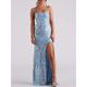 Women's Sequin Dress Prom Dress Party Dress Long Dress Maxi Dress Blue Gold Sleeveless Plain Sequins Summer Spring Fall Halter Neck Party Wedding Guest Evening Party Vacation S M L XL XXL