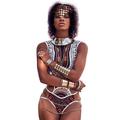 1 pcs Swimwear Bikini Swimsuits African Traditional Women's Graphic Polyester Black White One-piece Swimswuit