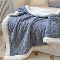 Solid Color Thickened Warm Double Layer Lamb Cashmere Jacquard Blanket Office Nap Blanket Sofa Warmer Super Soft Blankets