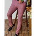 Men's Trousers Chinos Jogger Pants Plaid Dress Pants Pocket Lattice Breathable Outdoor Full Length Casual Daily Trousers Smart Casual White Pink Micro-elastic