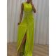 Women's Prom Dress Party Dress Wedding Guest Dress Long Dress Maxi Dress Green Sleeveless Pure Color Split Spring Fall Winter Crew Neck Party Evening Party Wedding Guest Vacation 2023 S M L XL XXL 3XL