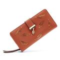 Women's Clutch Wallet Coin Purse Credit Card Holder Wallet PU Leather Shopping Daily Holiday Pendant Zipper Hollow-out Leaves Wine Pink Black