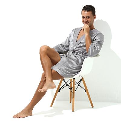 Men's Robe Bathrobe Pure Color Stylish Casual Home Daily Bed Polyester Breathable Soft Hoodie Long Sleeve Spring Summer White Pink