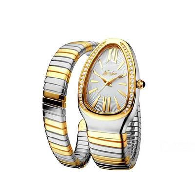 MISSFOX Women's Watches Snake Shape Luxury Wrist Watch For Women Steel Unique Gold Quartz Ladies Watch