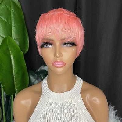 Short Human Hair Pixie Wigs Pixie Cut Short Pink Wavy Wigs Layered Short Synthetic Hair Wigs For Women