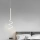 LED Pendant Light Spiral Bedroom Bedside Droplight, Modern Minimalist Dining Bar Adjustable Long Line Hardware Pendant Light, 13W-LED Black/White Ceiling Lighting Fixture