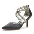 Women's Wedding Shoes Pumps Bling Bling Dress Shoes Sparkling Shoes Bridal Shoes Crystal High Heel Pointed Toe Elegant Luxurious Satin Zipper Silver Black White