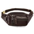 Men's Fanny Pack Nappa Leather Cowhide Daily Zipper Black Blue Brown