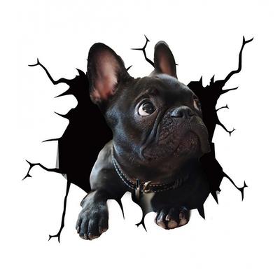 3D Car Stickers Auto Rear Window Puppy Broken Window Stickers French Bulldog Car Stickers Vinyl Decals