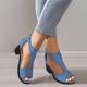 Women's Sandals Sexy Shoes Plus Size Wedding Daily Club Solid Color Summer Zipper Block Heel Chunky Heel Cuban Heel Peep Toe Sexy Casual Suede Zipper Blue