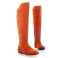 Women's Boots Biker boots Platform Boots Plus Size Party Outdoor Office Knee High Boots Summer Winter Flat Heel Round Toe Elegant Casual Minimalism Suede Black Blue Orange