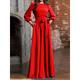 Women's Plus Size Black Dress Party Dress Wedding Guest Dress Long Dress Maxi Dress Black Wine Red 3/4 Length Sleeve Pure Color Lace up Spring Fall Winter Crew Neck Fashion Winter Dress Christmas