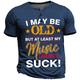 I Maybe Old but Music Doesn't Suck Men's Street Style 3D Printed Henley T shirt Tee Street Holiday Going out T shirt Army Green Dark Blue Dark Gray Short Sleeve Henley Shirt Spring Summer Clothing
