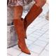 Women's Boots Cowboy Boots Plus Size Heel Boots Outdoor Daily Knee High Boots Winter Block Heel Chunky Heel Round Toe Vintage Casual Minimalism Faux Leather PU Zipper Matte Black Black Brown