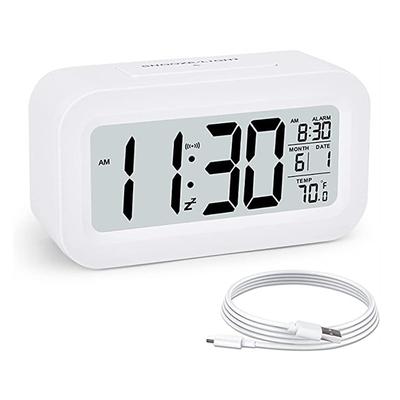 Smart Clock LED Electronic Digital Alarm Clock Recharging Desktop Clock Temperature Lazy Snooze Alarm Mute Backlit Electronic Clock Digital Clock