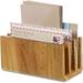 Takara Letter Sorter Teak Wood Desktop Organizer With 3 Mail Slots