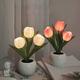 LED Tulip Night Light Table Lights Simulation Flower with Vase Table Lamp Ornaments for Home Living Room Desktop Decor Table Night Lamps