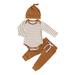 Bagilaanoe 3pcs Newborn Baby Girl Boy Pants Set Long Sleeve Striped Romper Tops + Trousers + Hat 3M 6M 9M 12M 18M Infant Casual Clothes