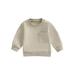 Suanret Toddler Kids Boys Girls Spring Sweatshirt Solid Color Long Sleeve Round Neck Button Pullover Tops Gray 18-24 Months