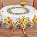 Cheerful Sunflowers with Black & White Plaid Tablecloth-Round