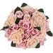 Artificial Flowers Rose Bouquet 2 Pack Fake Flowers Silk Plastic Artificial White Roses 18 Heads Bridal Wedding Bouquet for Home Garden Party Wedding Decoration White