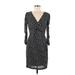 Rebecca Taylor Casual Dress - Sheath V Neck 3/4 sleeves: Black Dresses - Women's Size Medium