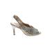 Paul Green Heels: Slingback Stilleto Boho Chic Silver Snake Print Shoes - Women's Size 7 1/2 - Open Toe