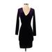 H&M Cocktail Dress - Mini Plunge 3/4 sleeves: Black Solid Dresses - New - Women's Size 0