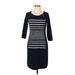 Ann Taylor Casual Dress - Sheath Scoop Neck 3/4 sleeves: Blue Color Block Dresses - Women's Size Small Petite