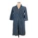 SONOMA life + style Casual Dress - Mini Collared 3/4 sleeves: Blue Solid Dresses - Women's Size X-Large