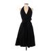 BCBGMAXAZRIA Casual Dress - Party Plunge Sleeveless: Black Solid Dresses - Women's Size 6
