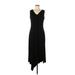 Spense Casual Dress - A-Line V-Neck Sleeveless: Black Print Dresses - New - Women's Size Large