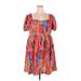 Shein Casual Dress - Mini Sweetheart Short sleeves: Orange Dresses - Women's Size 3X