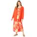 Plus Size Women's Tropical Jacket and Dress Set by Woman Within in Coral Multi Leaf (Size L)