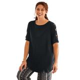 Plus Size Women's Cut-Out Sleeve Tunic by Woman Within in Black (Size 1X)