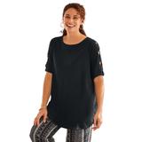 Plus Size Women's Cut-Out Sleeve Tunic by Woman Within in Black (Size M)