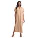 Plus Size Women's Linen Short Sleeve Maxi Dress by Jessica London in New Khaki (Size 24 W)