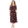 Plus Size Women's Stretch Lace Fit & Flare Dress by Catherines in Black Watercolor Floral (Size 5X)