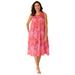 Plus Size Women's Crochet Gauze Sleeveless Lounger by Only Necessities in Pink Burst Tapestry Floral (Size 3X)