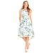 Plus Size Women's A-Line Linen Blend High-Low Dress by Catherines in Ivory Tropical (Size 3X)