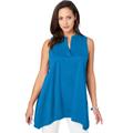 Plus Size Women's Stretch Knit Pointed Tunic by Jessica London in Pool Blue (Size 3X)