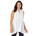 Plus Size Women's Stretch Knit Pointed Tunic by Jessica London in White (Size M)