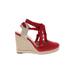 J.Crew Wedges: Red Print Shoes - Women's Size 12 - Round Toe