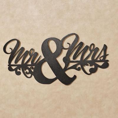 Wedded Bliss Mr & Mrs Wall Art Sign Black , Black