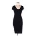 See You Monday Casual Dress - Sheath Scoop Neck Short sleeves: Black Print Dresses - Women's Size Medium