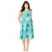 Plus Size Women's Crochet Gauze Sleeveless Lounger by Only Necessities in Aquatic Green Tapestry Floral (Size 3X)