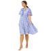 Plus Size Women's Ruffled V-Neck Empire Dress by ellos in Dream Blue Floral (Size 22)